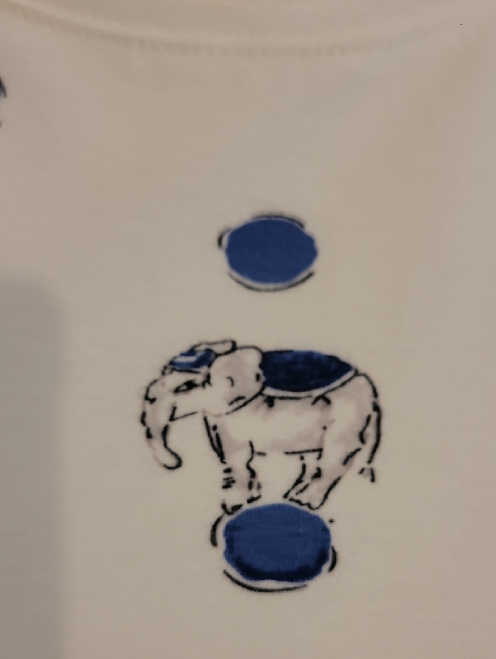 Talbots White Short Sleeve Tee with Blue Dot and Elephant Motif - Picture 3 of 4